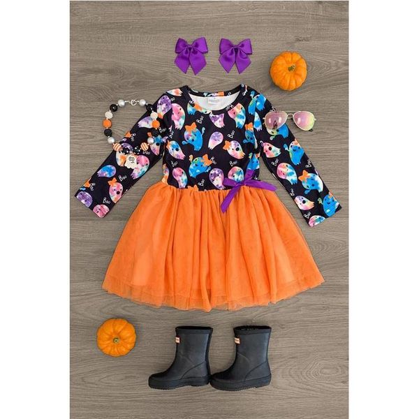 

girl's dresses focusnorm halloween kids girls lovely dress 1-6y cartoon animal lace patchwork long sleeve knee length tutu, Red;yellow