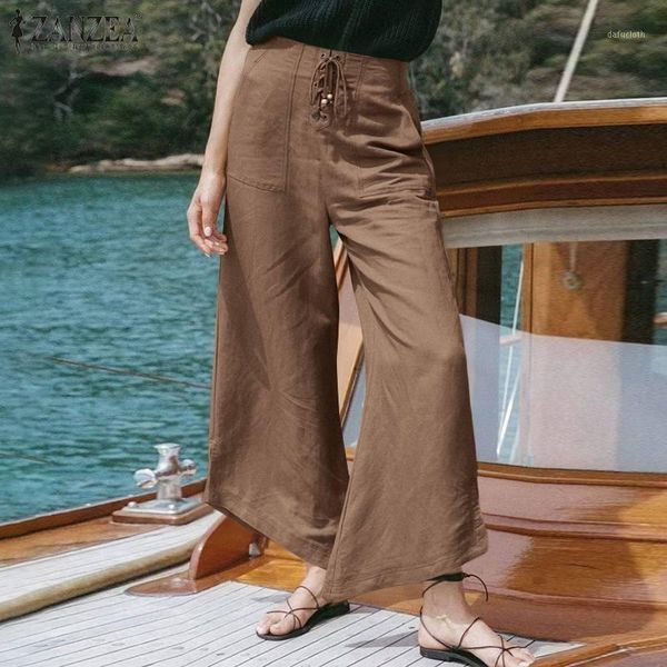 

women's pants & capris women's 2022 women baggy palazzo solid plain long elastic waist wide leg trouser femme chic pantalon pocket, Black;white
