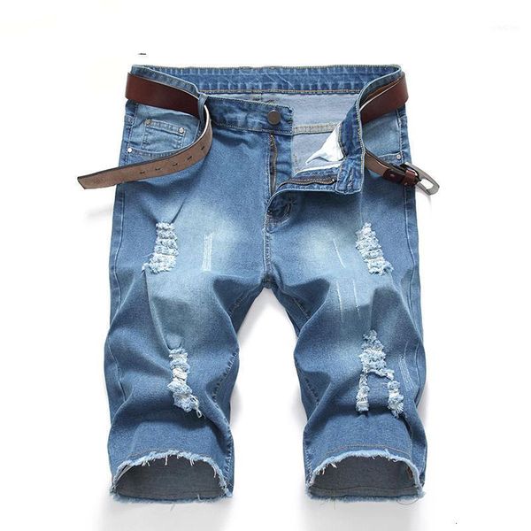 

men's jeans high-quality jeans short summer streetwear men mid-slim solid color drop pants denim shorts1 m1jf, Blue