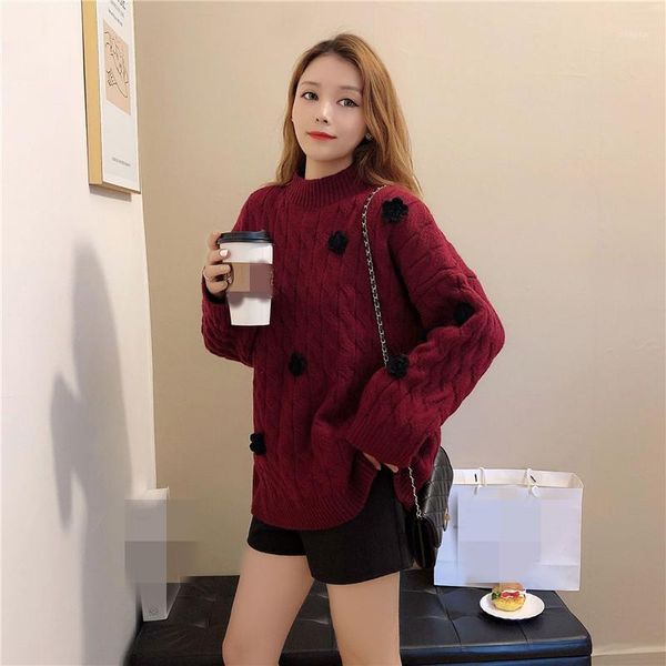 

winter ladies sweater warm women pullovers fashion leisure loose elegant print female women's sweaters, White;black