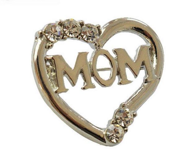 

white plated k diamond brooch heart mother's day fashion accessories, Gray