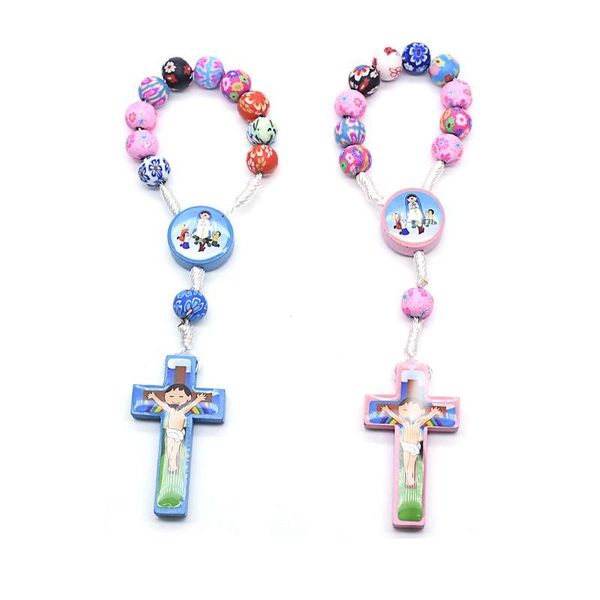 

charm bracelets holy jesus cross cute cartoon kids christianity jewelry catholicism exorcism talisman pendant prayer church gifts, Golden;silver