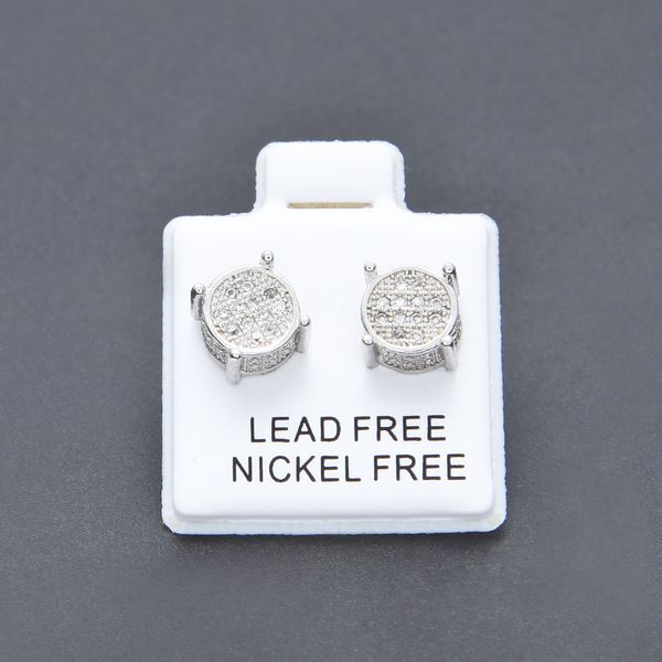 

mens hip hop stud earrings jewelry fashion gold silver zircon round earring for men, Golden;silver