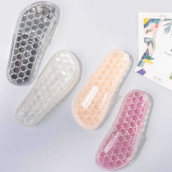 

summer women crystal slippers jelly shoes woman candy colors transparent slides women's fashion casual bling flat beach shoes 210619, Black