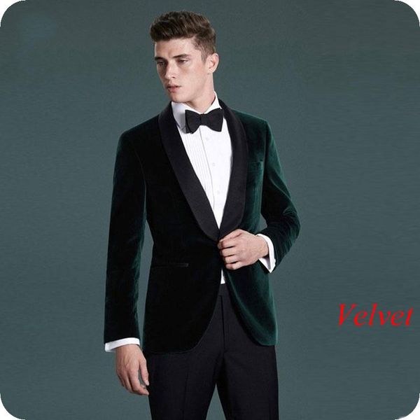 

men suits for wedding 2021 blue velvet smoking jacket groom tuxedo man blazers bridegroom wear 2piece costume homme ternos men's &, White;black