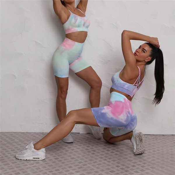 

women dyeing seamless yoga set gym fitness clothing sportswear sports bra high waist workout leggings elastic suits women's tracksuits, Gray