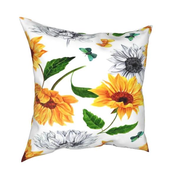 

pillow case brand white background sunflower soft and simple sofa cover, bed pillow, car decoration cushion cover