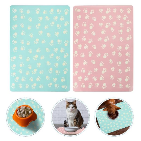 

2pcs dog cat dish placemat puppy bowl mat pet pad water cushion kennels & pens