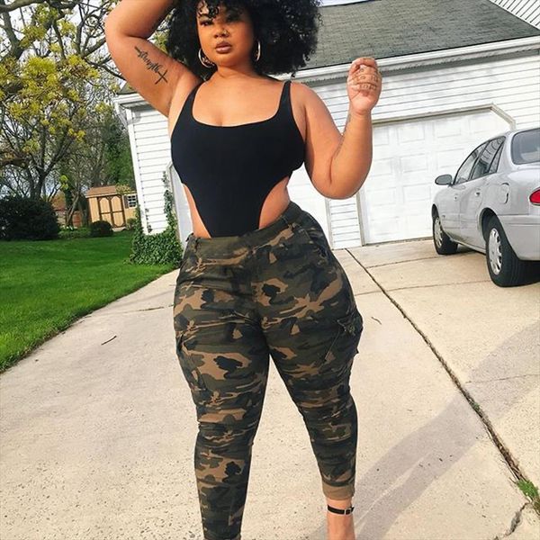 

pantalones de chndal cmodos womens capris e informales para mujer, pantaln con estampado camuflaje, moda europea y americana, talla grande, Black;white