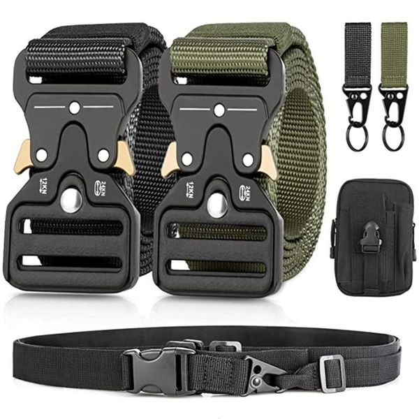 

outdoor gadgets 125cm male tactical belt quick release magnetic buckle ilitary canvas men's rope package hook kit