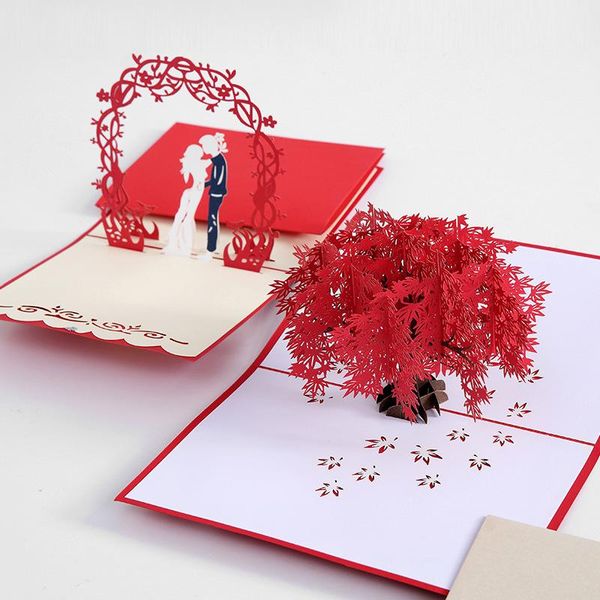 

1pc red 3d -up card valentines day gift postcard with envelope stickers wedding invitation greeting anniversary cards