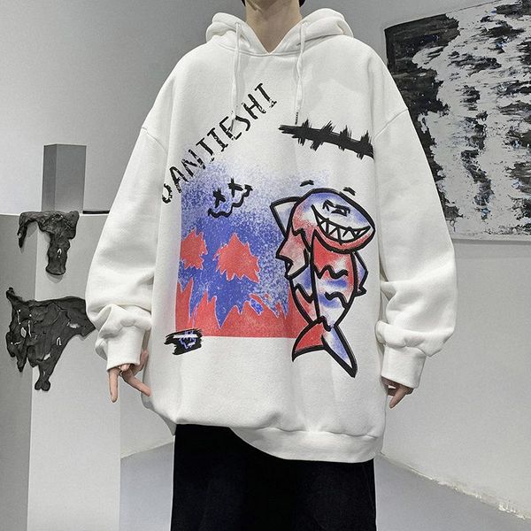 

men's hoodies & sweatshirts everland hoodie fall graffiti street fashion cartoon loose long sleeve sweatshirt, Black