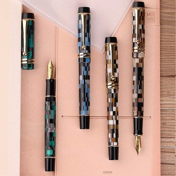 

moonman m600 resin checkerboard fountain pen ink fine nib excellent fashion office writing men's birthday present pens
