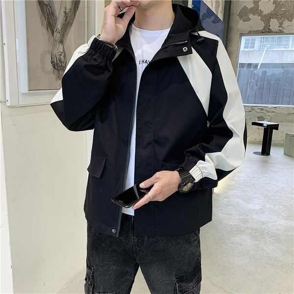 

men's jackets everland 2021 autumn 100% cotton zipper casual coat patchwork jacket for sports, Black;brown