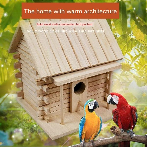 

bird house wall-mounted wooden nest dox box cage decoration garden ornament wf cages