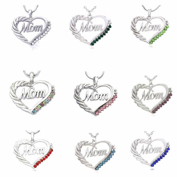 

mom heart necklace love pendant charm for mother's day gift jewelry, Silver