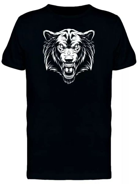 

ferocious wolf white outline men's tee -image by shutterstock, White;black