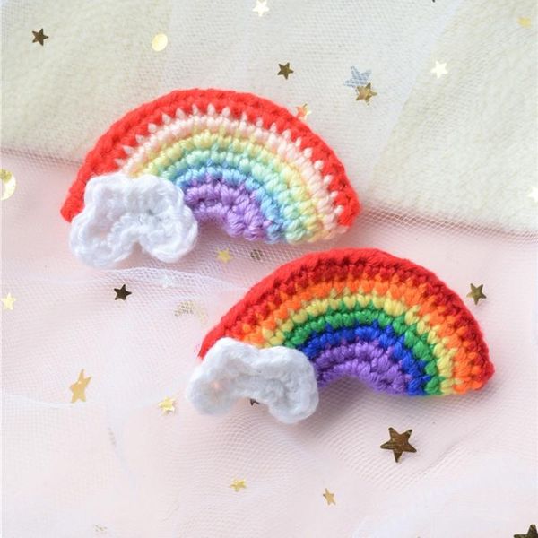 

boutique 10pcs fashion cute crochet rainbow hairpins solid cartoon barrettes hair clips princess headwear girls accessories, Slivery;white