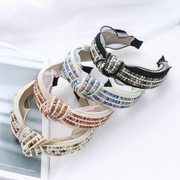

sequins crystal pearl knot headbands for women bow hairbands bohemia hair accessories flower bands head wrap1