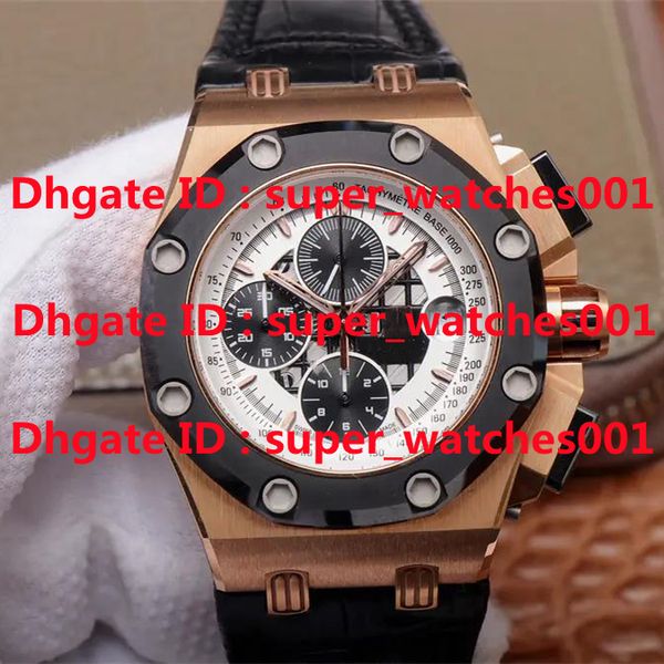 

jf 26078 mechanical watches mens watch 42mm 3126 chronograph movement ceramic ring mouth stainless steel watchcase wristwatches daily waterp, Slivery;brown