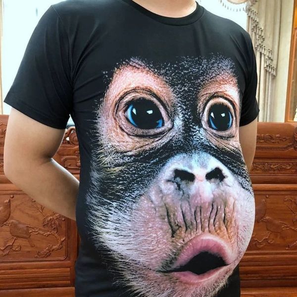 

2021 summer trend animal 3d printing men's t-shirt short sve 4w61, White;black