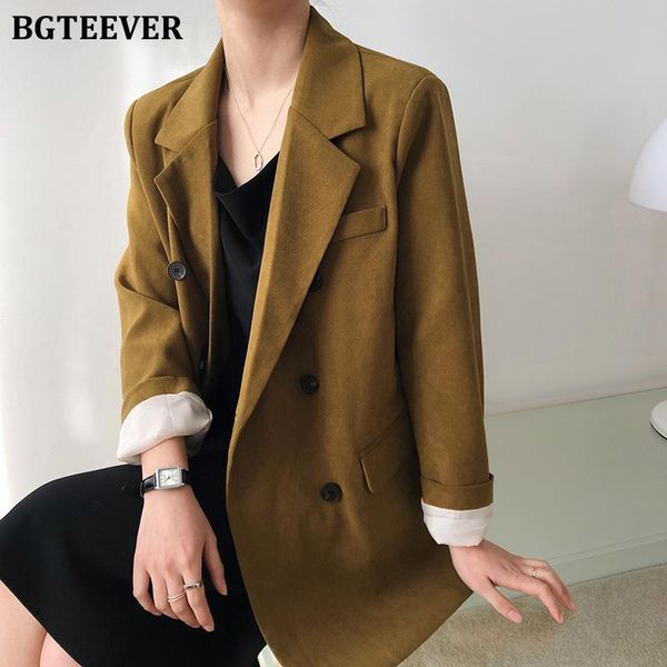 

elegant women matte suit jacket pockets single-breasted solid blazer female loose autumn office coat 2021 women's suits & blazers, White;black