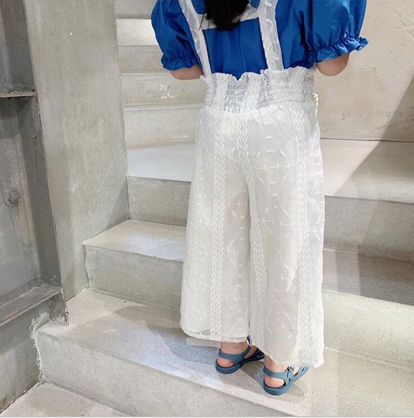 

wholesale girls boys lace overalls summer cotton fashion kids pants 2-7 years ye611 jumpsuits, Blue