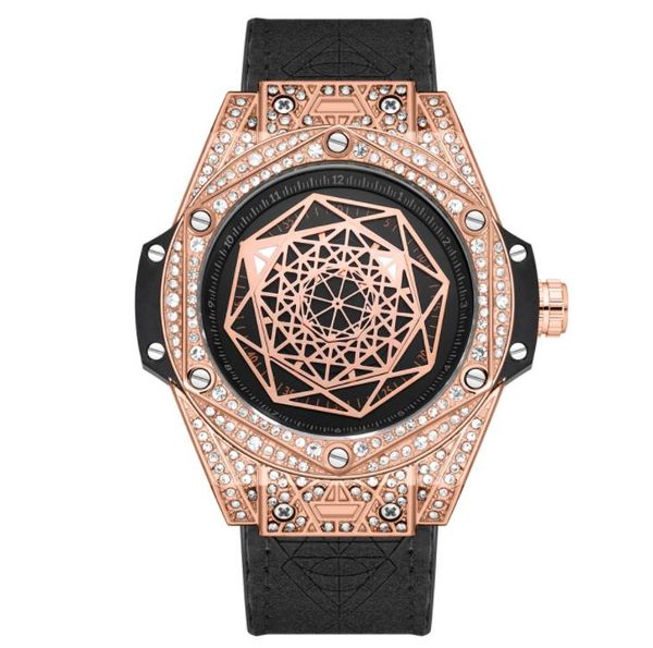 

wristwatches mens iced out watches luxury quartz wrist with micropave stainless steel watch for men hip hop jewelry, Slivery;brown
