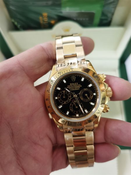 

with original box luxury watches 17 style yellow gold & steel bracelet new 40mm automatic fashion brand men's watch chronograph wristwa, Slivery;brown