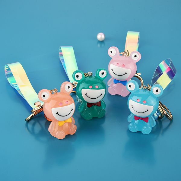 

2021 fashion keychain cartoon creative colorful rope frog to push gift keychain pendant for men and women, Slivery;golden