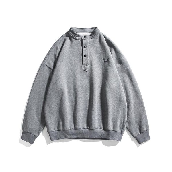 

men's hoodies & sweatshirts a706 spring and autumn round collared trend ins long-sleeved casual hatless jacket 2021 hundred thin top, Black