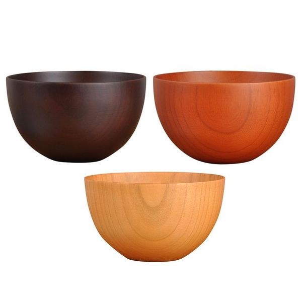

japanese style wooden bowls, salad, noodle, fruits and cereal bowl tableware bowls