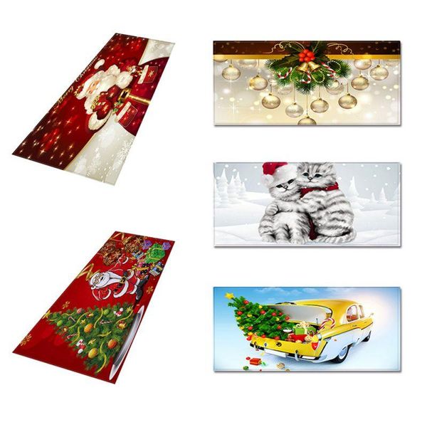 

non-slip rug merry christmas tree winter decorative area runner rubber backing carpets floor doormat kitchen sets 2021