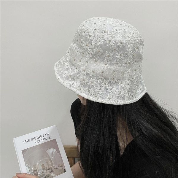 

wide brim hats cygjfc woman elegant flower embroidery bucket caps women vacation panana sun protection femme outdoor headwear, Blue;gray