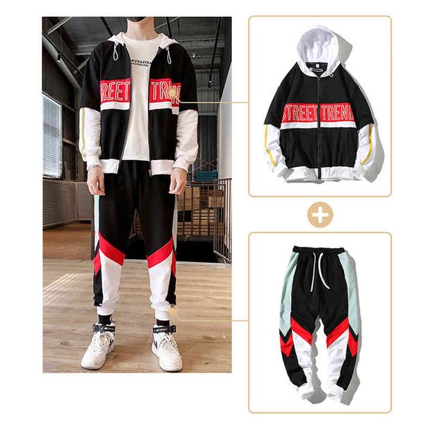 

men's jackets hip-hop suit male set track suits sweatsuit man tracksuit mens pant zipper pockets outwear 2pc jacket+pants s a7pv, Black;brown
