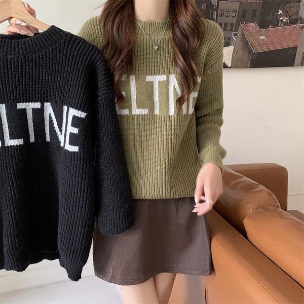 

women's sweaters sweater loose in autumn and winter wear 2021 soft lazy style design sense of letter printing top, White;black