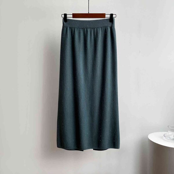 

skirts cintura alta cor pura outono feminina a linha grossa longa chique feminino casual faldas jupe femme saia qfrx, Black