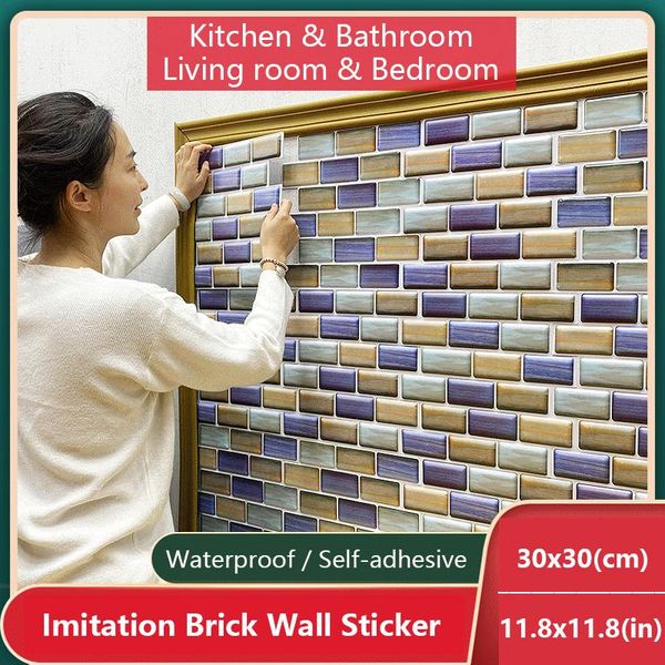 

wall stickers 30x30cm mosaic sticker diy self-adhesive seamless stitching imitation tile wallpaper home decoration waterproof