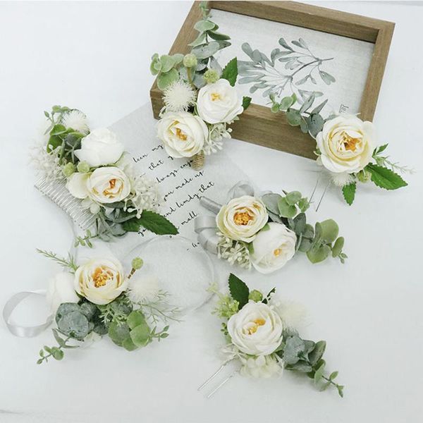 

decorative flowers & wreaths artificial flower headdress hairpinbride and groom wreathcorsage wristwedding party accessories champagne