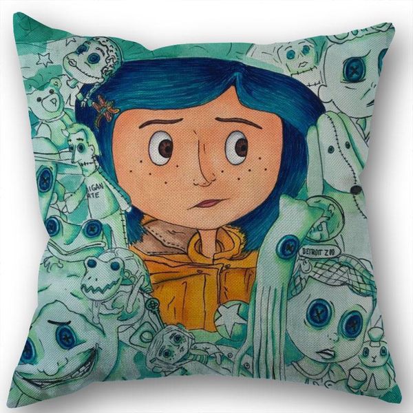 

cushion/decorative pillow custom coraline pillowcase wedding decorative cotton linen case for home cover 45x45(one sides)