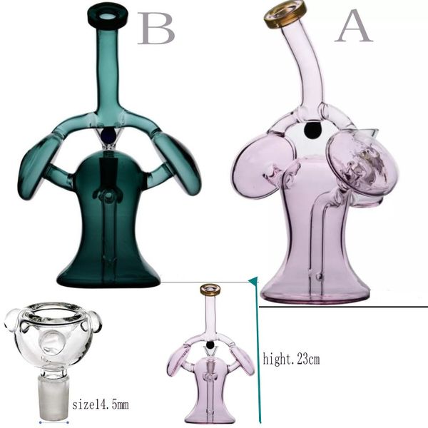 Großer Bauch süß 9 -Zoll -Glas Bong -Pilz Pilz bunte Shisha -Wasserrauchzubehör Neues Shisha Tabboca Wasser Pink