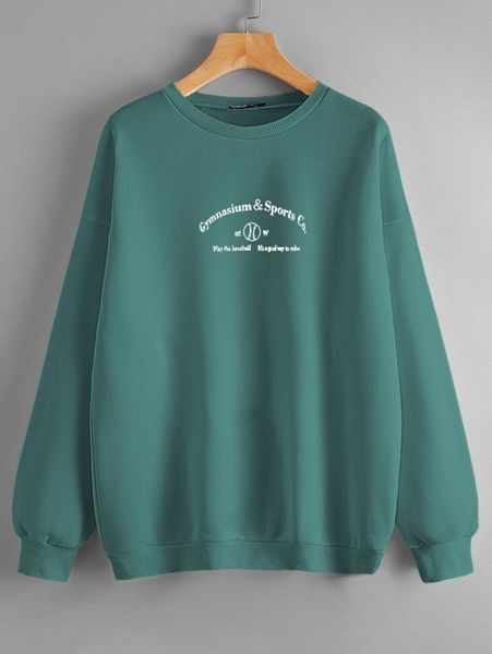 

slogan graphic drop shoulder thermal sweatshirt w91h#, White;black