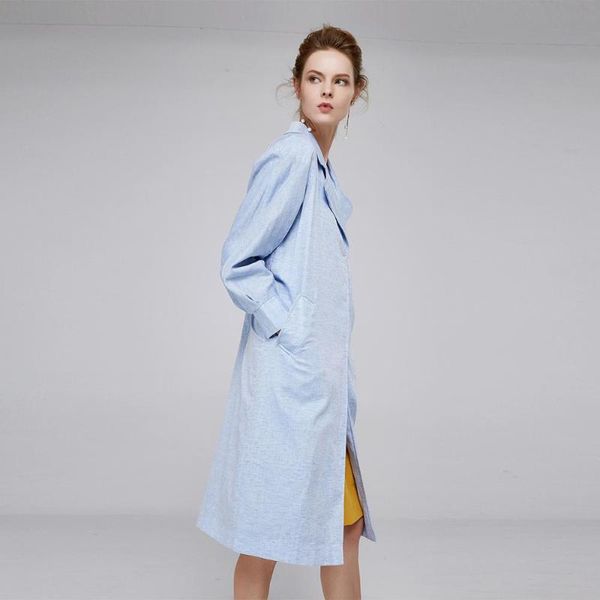 

women's trench coats [2021 spring and summer style ] wear europe the united states simple casual temperament coat lo, Tan;black