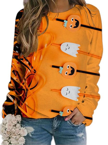 

women's hoodies & sweatshirts goahin women halloween hooddy all-match long sleeve plus size s-5xl no cap fleece spring autumn essential, Black