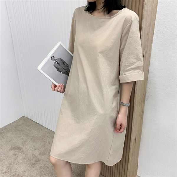 

do96 2020 korean loose round plus dresses neck short large size sleeveless lazy simple slim 2020 korean loose round neck short sleeve large