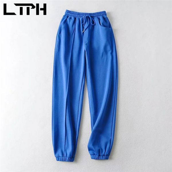 

loose sweatpants women elastic high waist drawstring trousers casual all-match joggers harem pants spring autumn 210427, Black;white
