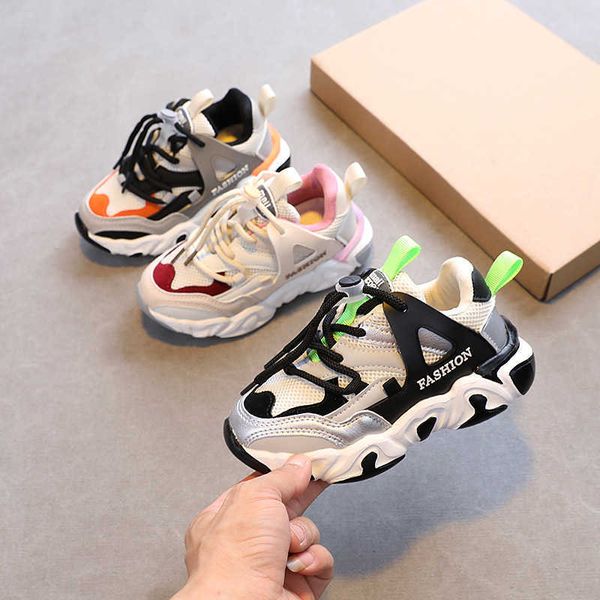 

2021 boys girls elastic fashion sneakers little kid breathable mesh trainers children school sport brand shoes kids shoes e08212 g1025, Black;red