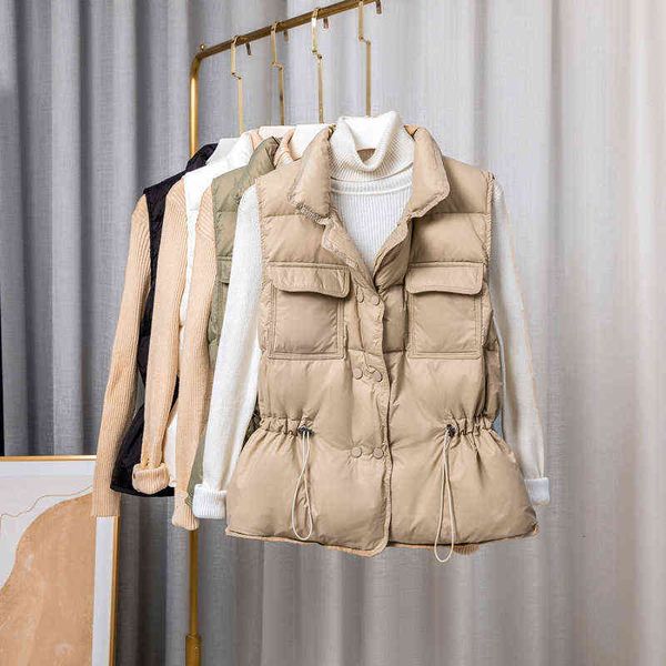 

down vest women's short 2021 autumn and winter korean white duck down et waistcoat, Black;white