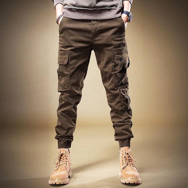 

men's jeans street style fashion men loose fit big pocket casual cargo pants overalls vintage designer hip hop joggers, Blue