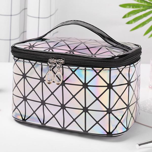 

cosmetic bags & cases multifunctional bag plaid large capacity pouch women leather travel zipper make up case organizer toiletry kit hand